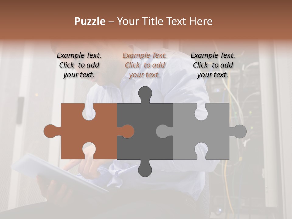 A Man Sitting In Front Of A Server In A Server Room PowerPoint Template