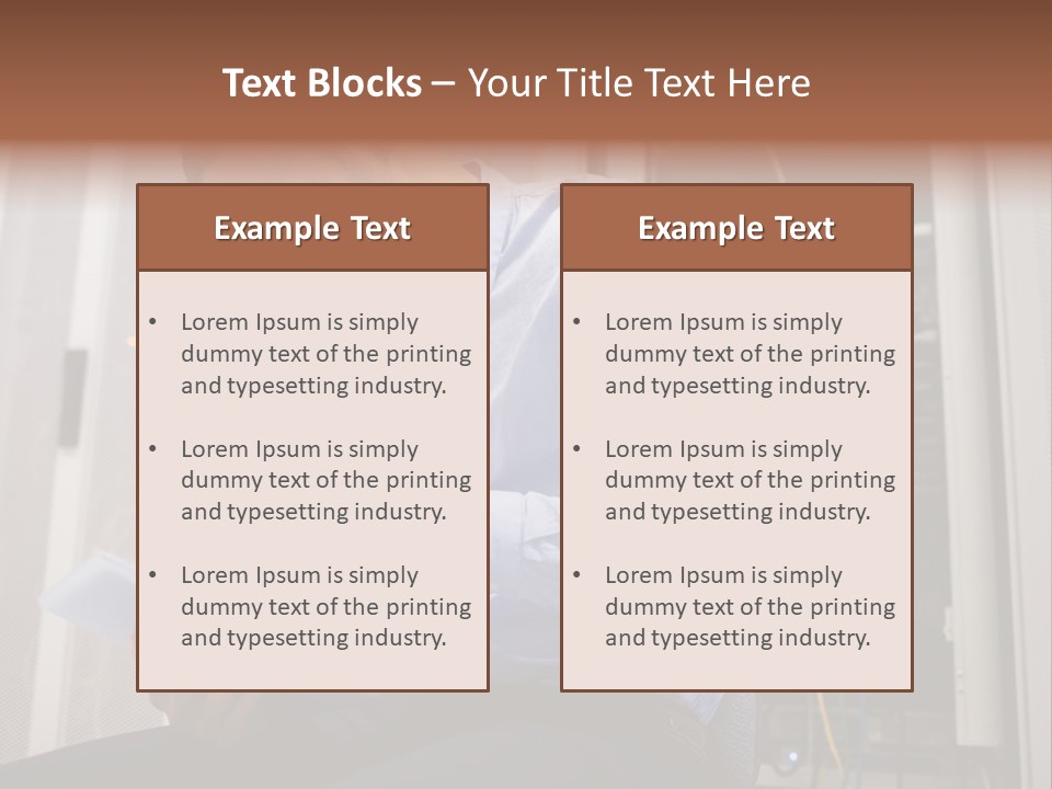 A Man Sitting In Front Of A Server In A Server Room PowerPoint Template