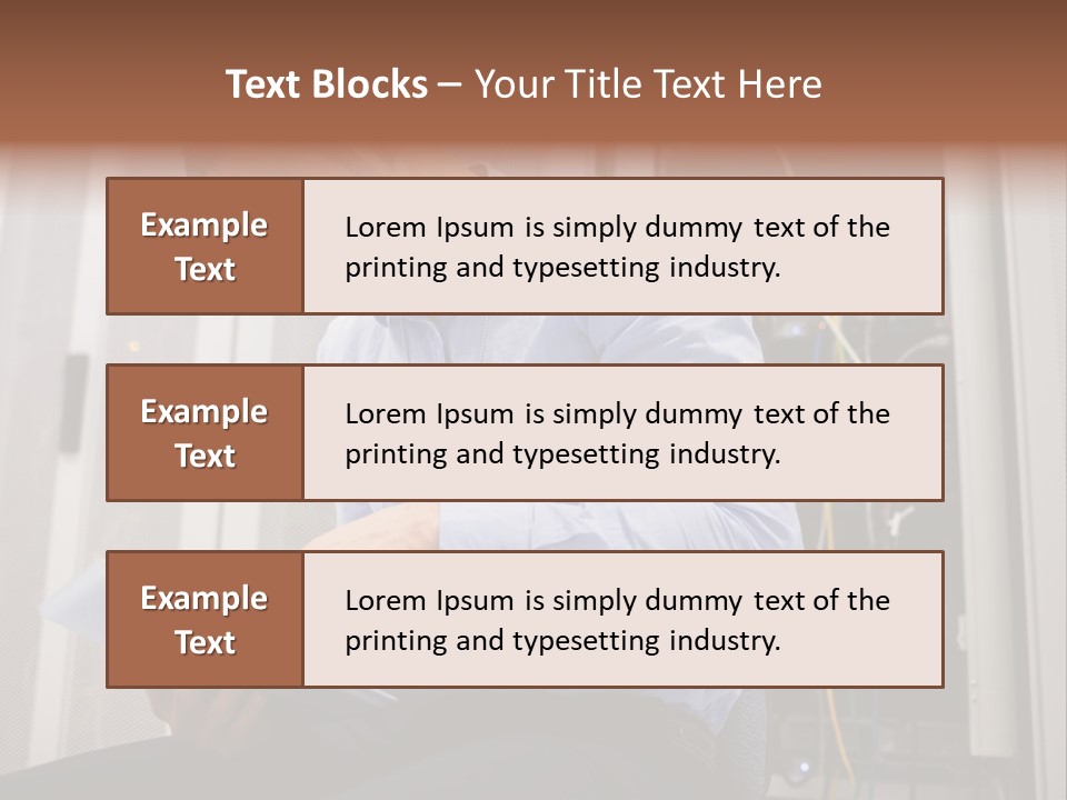 A Man Sitting In Front Of A Server In A Server Room PowerPoint Template