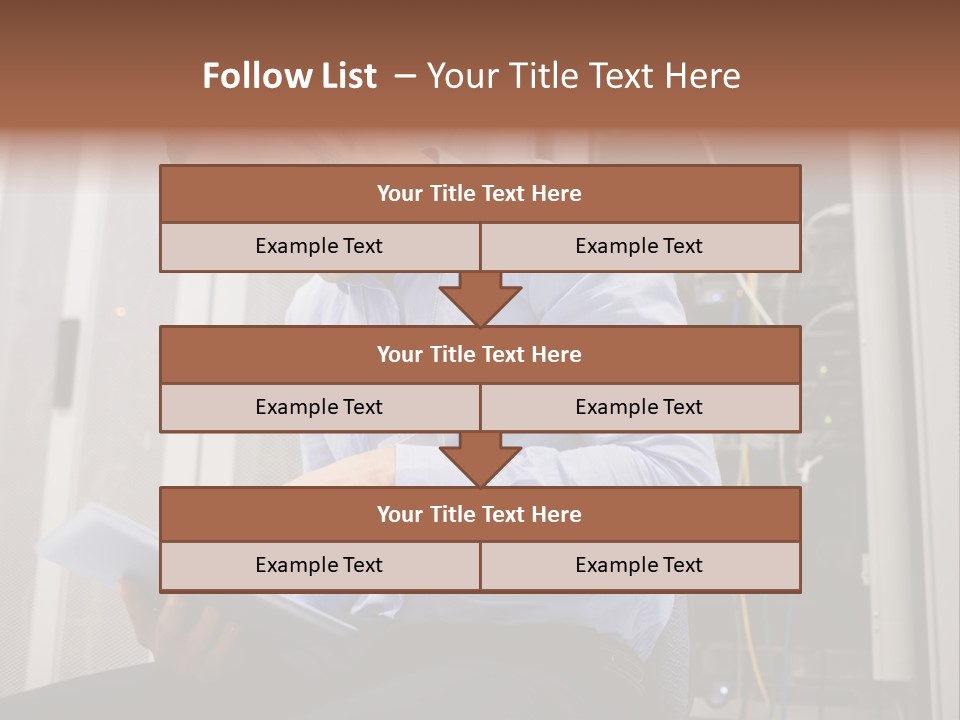 A Man Sitting In Front Of A Server In A Server Room PowerPoint Template