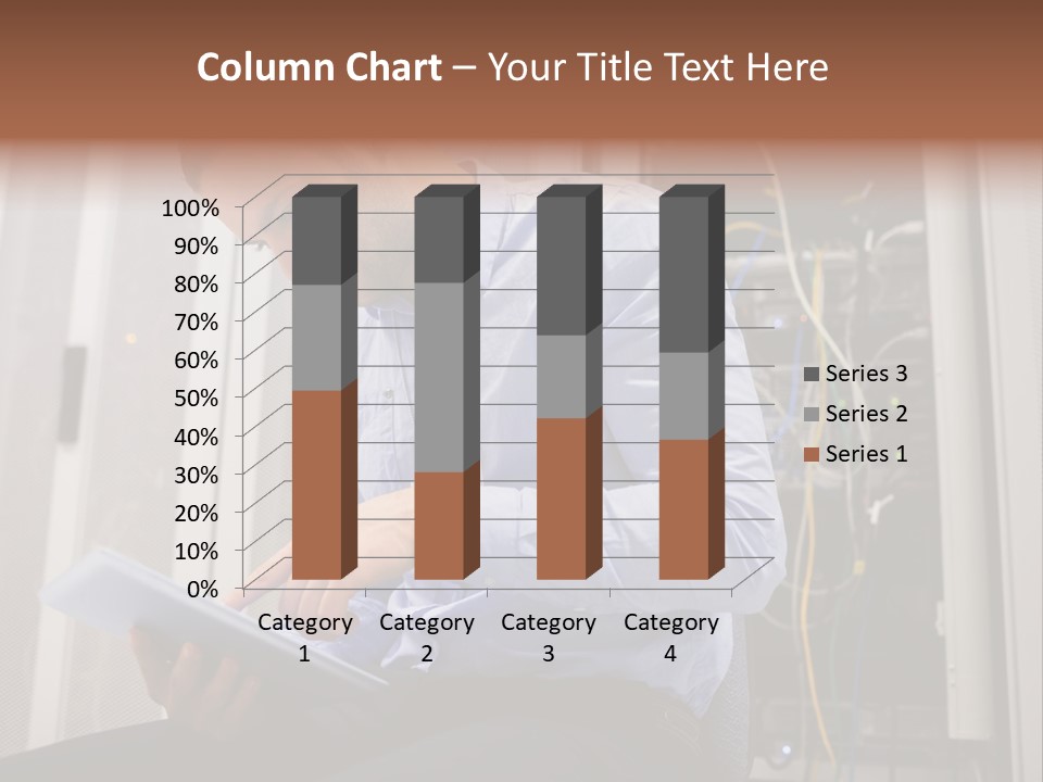 A Man Sitting In Front Of A Server In A Server Room PowerPoint Template