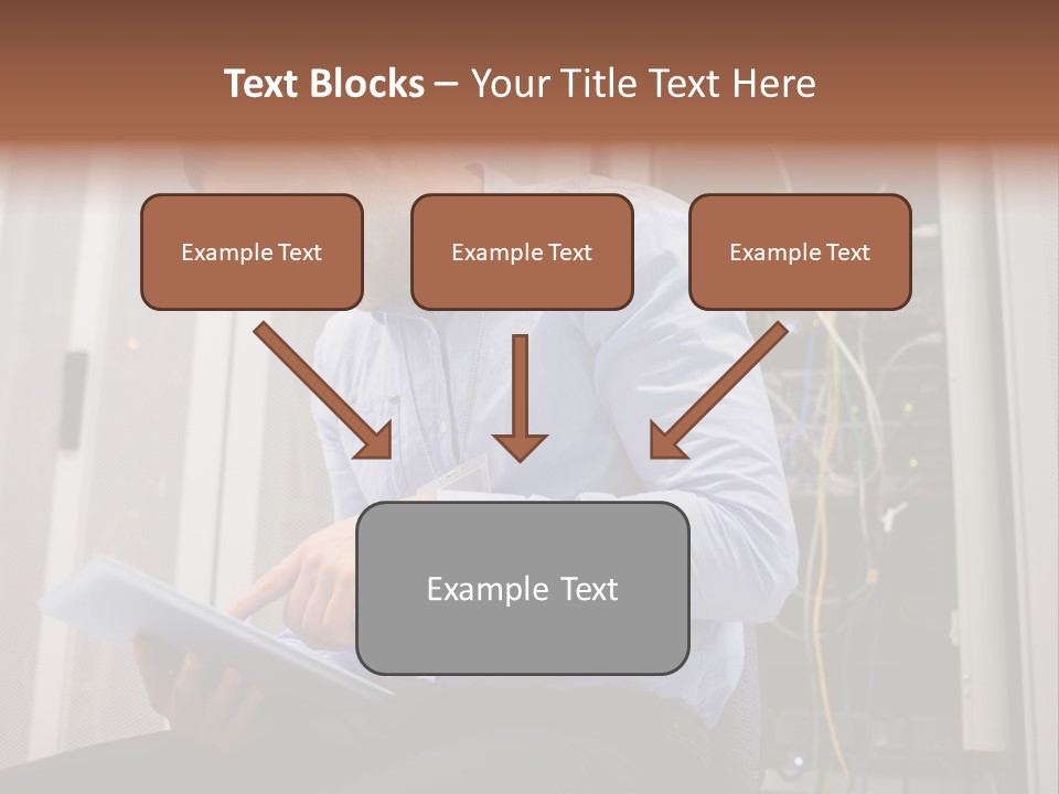 A Man Sitting In Front Of A Server In A Server Room PowerPoint Template
