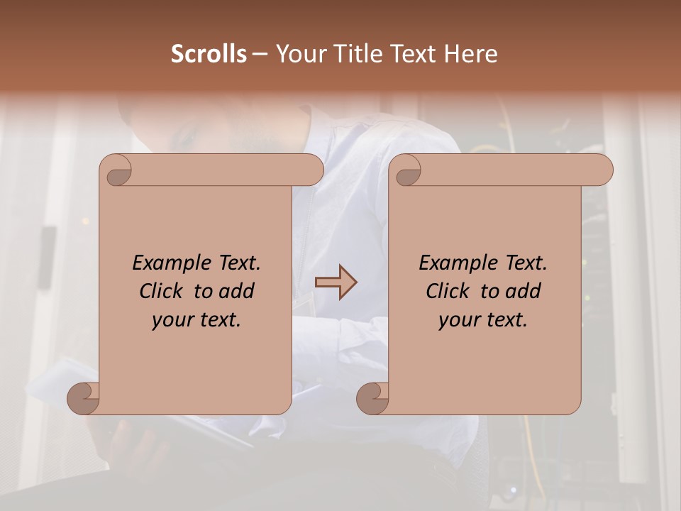 A Man Sitting In Front Of A Server In A Server Room PowerPoint Template