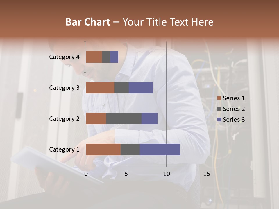 A Man Sitting In Front Of A Server In A Server Room PowerPoint Template