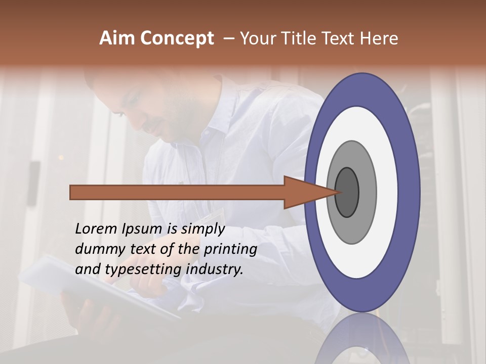 A Man Sitting In Front Of A Server In A Server Room PowerPoint Template