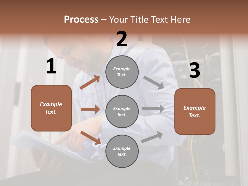 A Man Sitting In Front Of A Server In A Server Room PowerPoint Template