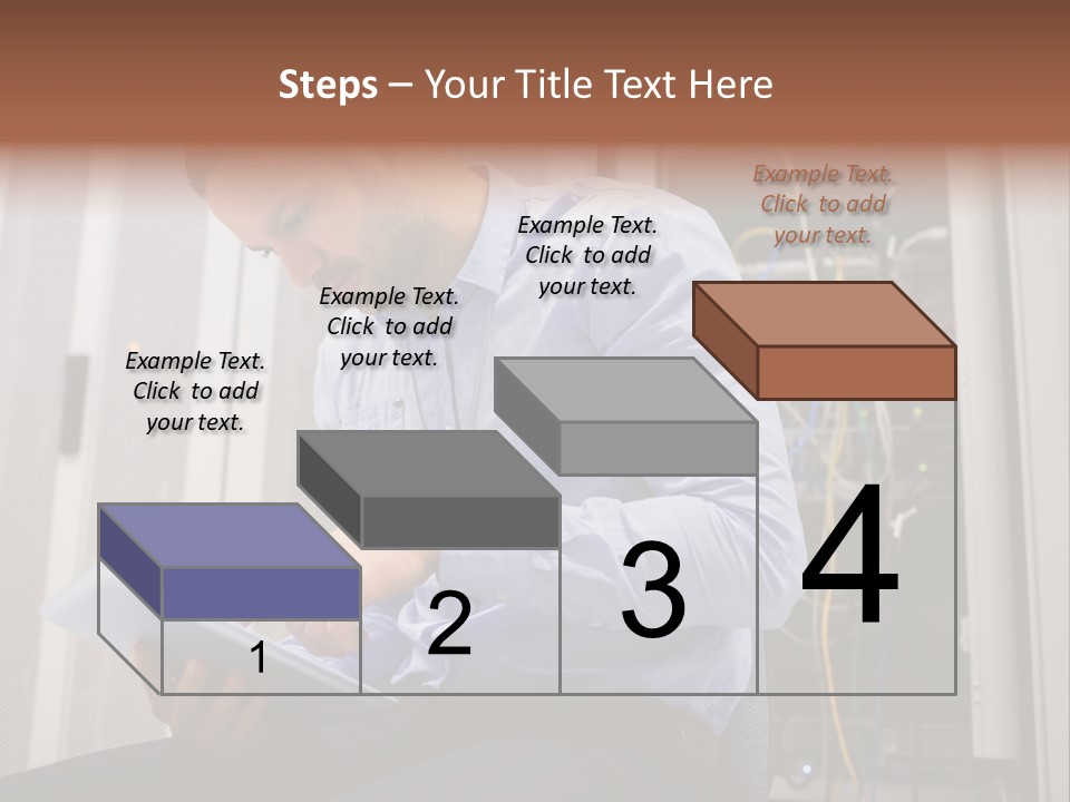 A Man Sitting In Front Of A Server In A Server Room PowerPoint Template