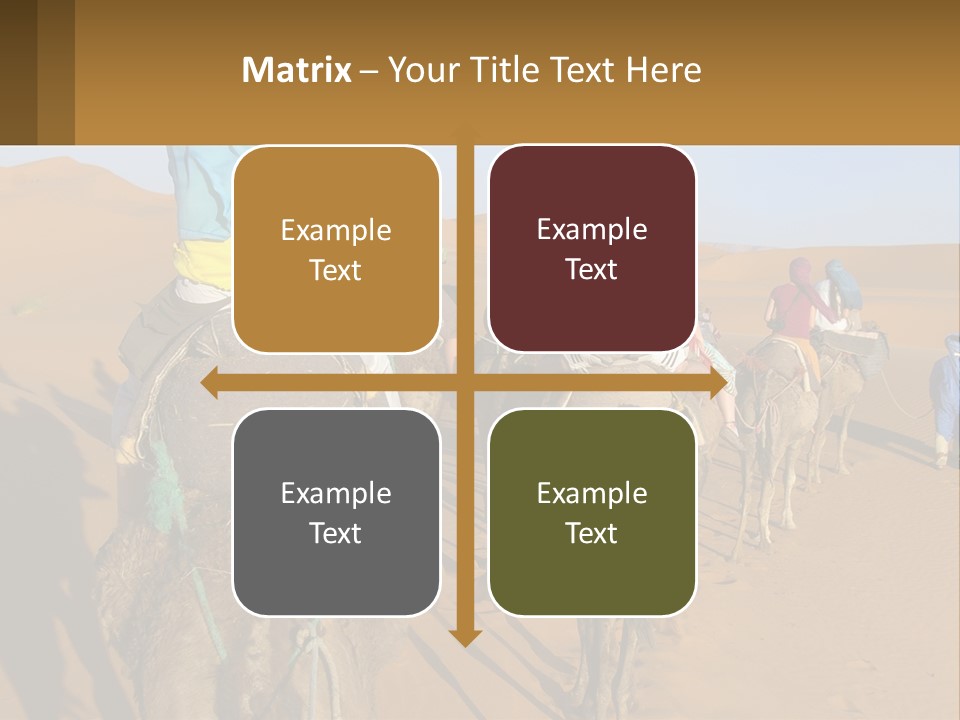 A Group Of People Riding On The Backs Of Camels In The Desert PowerPoint Template