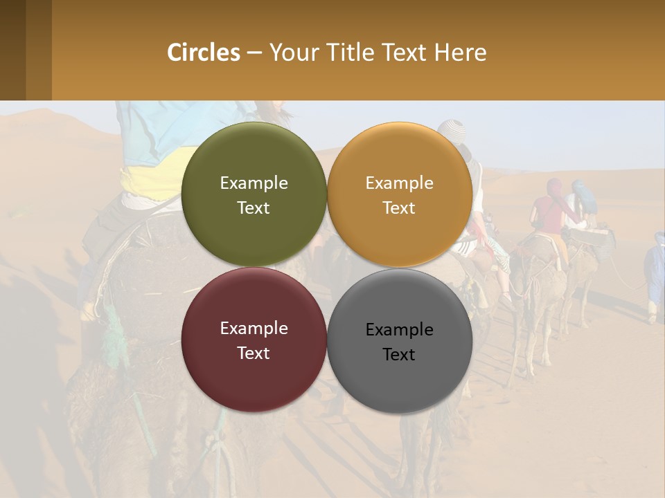 A Group Of People Riding On The Backs Of Camels In The Desert PowerPoint Template
