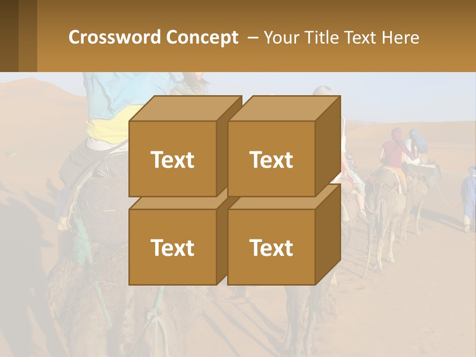 A Group Of People Riding On The Backs Of Camels In The Desert PowerPoint Template