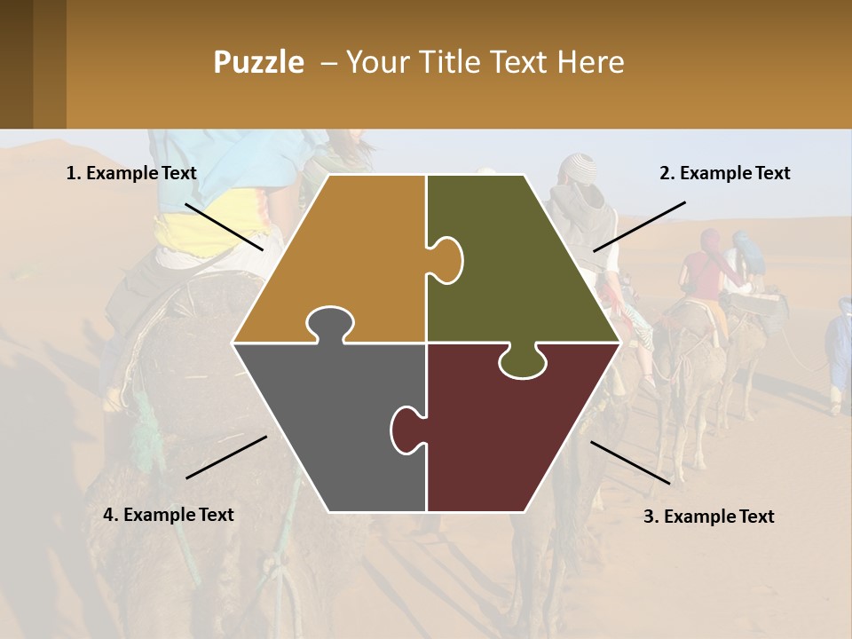 A Group Of People Riding On The Backs Of Camels In The Desert PowerPoint Template
