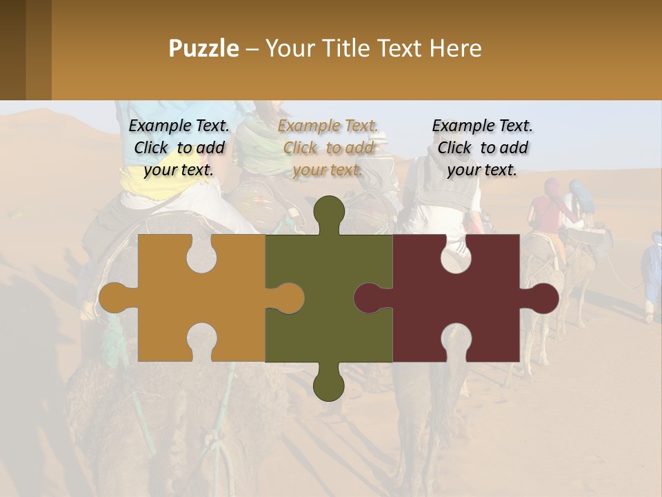 A Group Of People Riding On The Backs Of Camels In The Desert PowerPoint Template