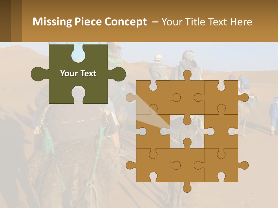 A Group Of People Riding On The Backs Of Camels In The Desert PowerPoint Template