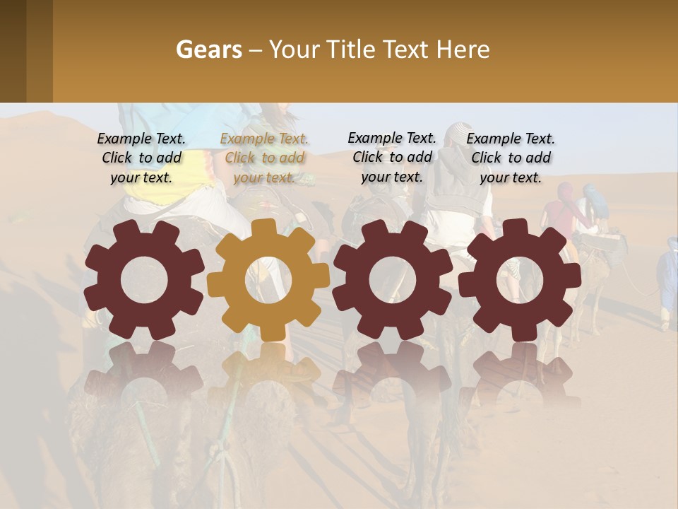 A Group Of People Riding On The Backs Of Camels In The Desert PowerPoint Template