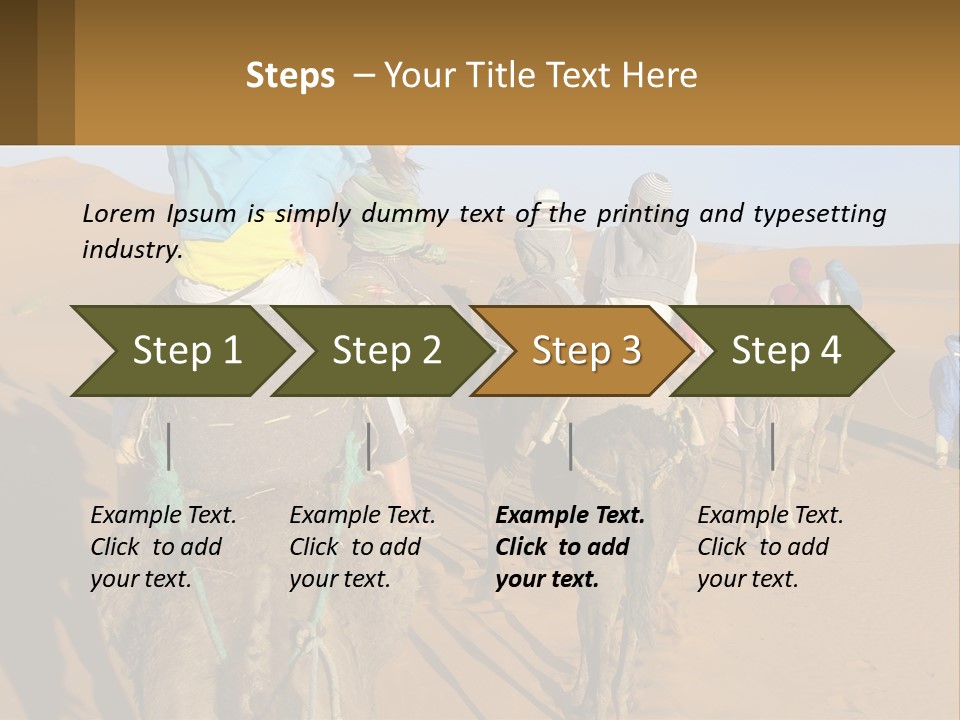 A Group Of People Riding On The Backs Of Camels In The Desert PowerPoint Template