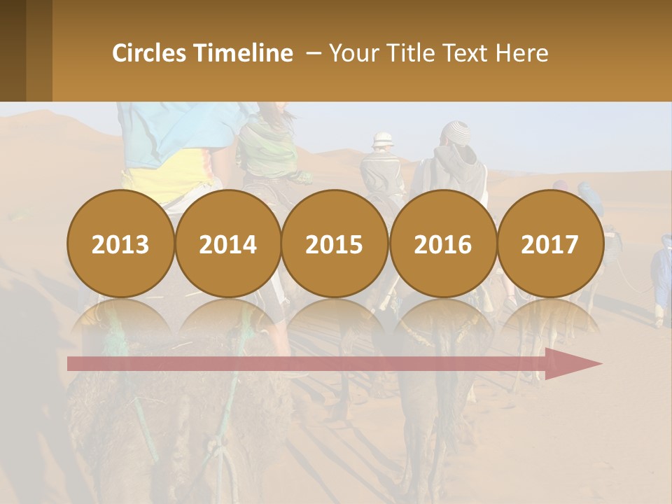 A Group Of People Riding On The Backs Of Camels In The Desert PowerPoint Template