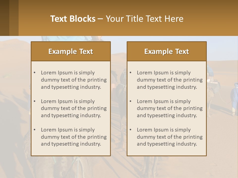 A Group Of People Riding On The Backs Of Camels In The Desert PowerPoint Template