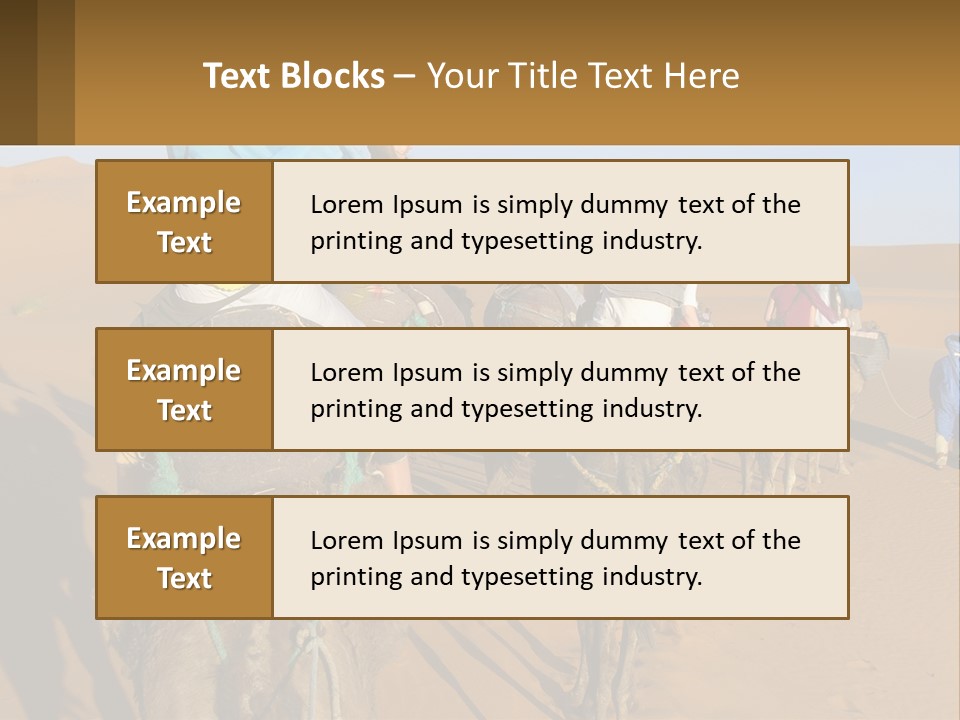 A Group Of People Riding On The Backs Of Camels In The Desert PowerPoint Template