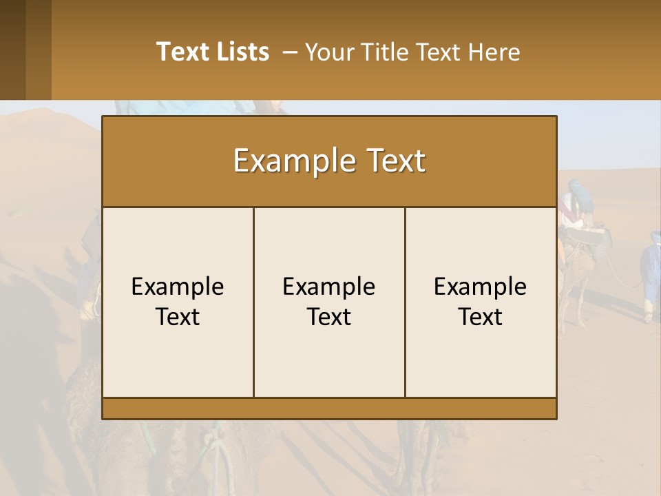 A Group Of People Riding On The Backs Of Camels In The Desert PowerPoint Template