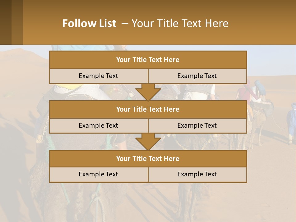 A Group Of People Riding On The Backs Of Camels In The Desert PowerPoint Template