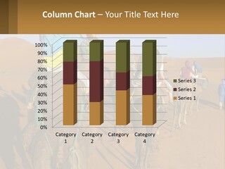 A Group Of People Riding On The Backs Of Camels In The Desert PowerPoint Template