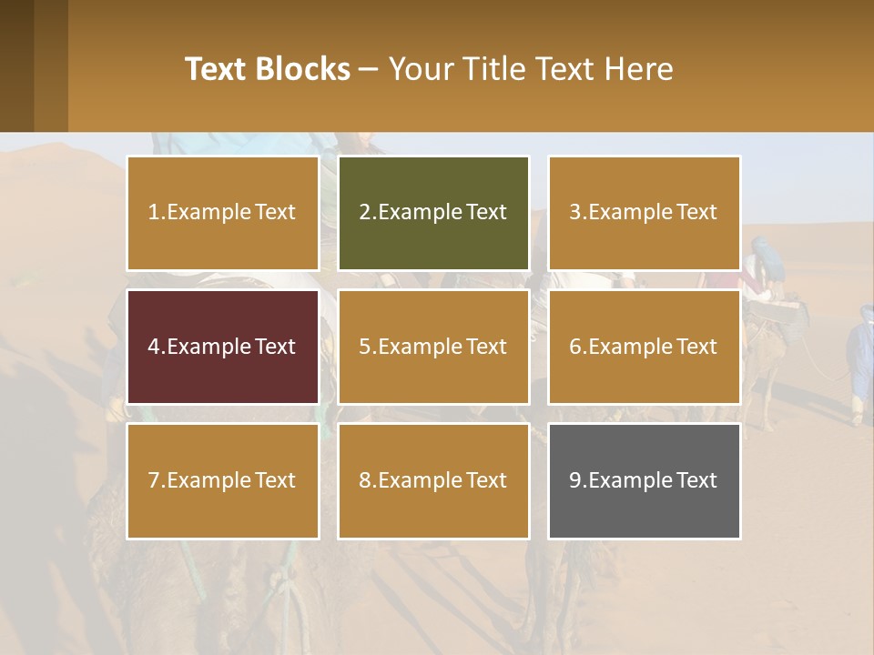 A Group Of People Riding On The Backs Of Camels In The Desert PowerPoint Template