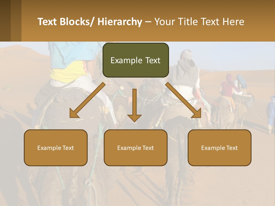 A Group Of People Riding On The Backs Of Camels In The Desert PowerPoint Template