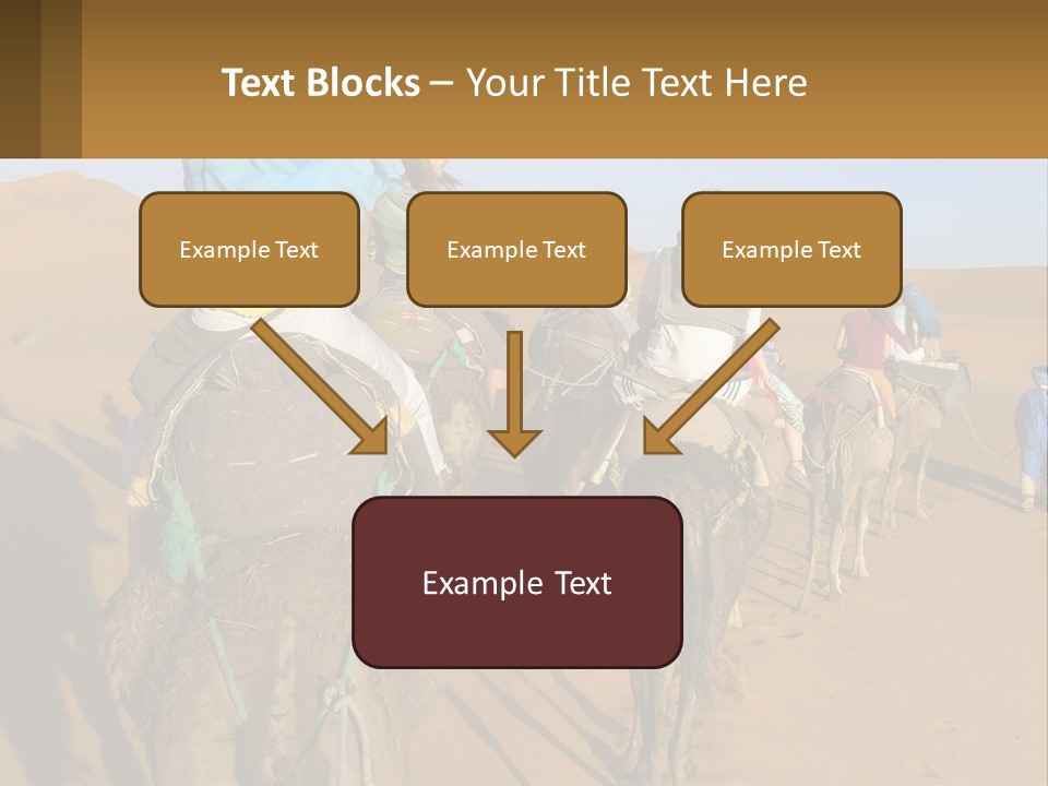 A Group Of People Riding On The Backs Of Camels In The Desert PowerPoint Template