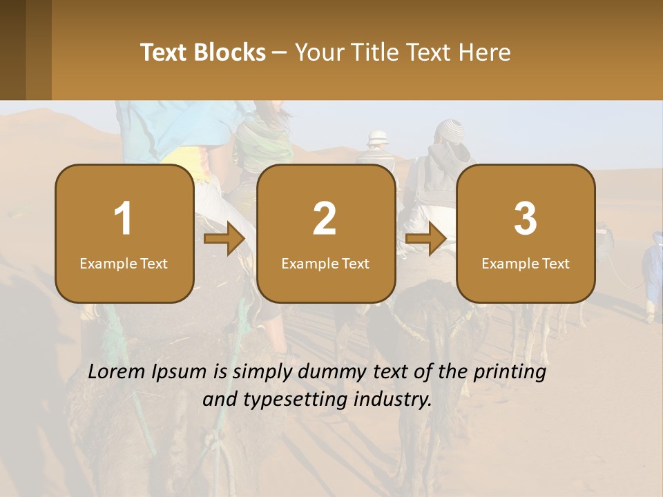 A Group Of People Riding On The Backs Of Camels In The Desert PowerPoint Template