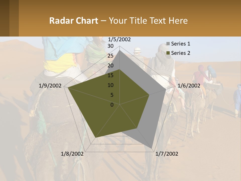 A Group Of People Riding On The Backs Of Camels In The Desert PowerPoint Template