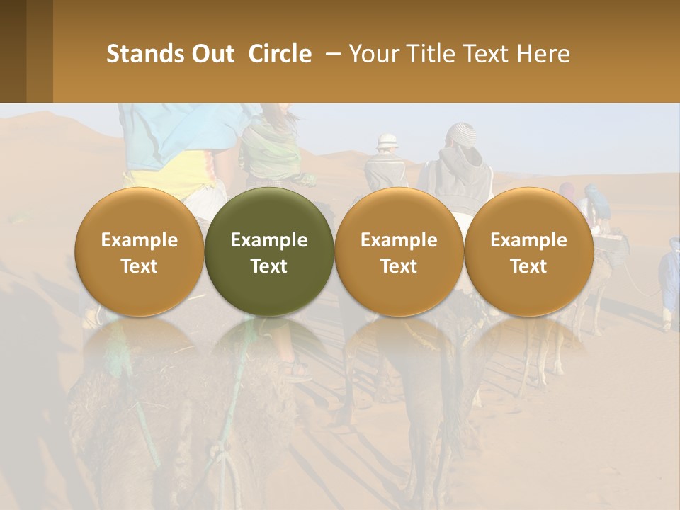 A Group Of People Riding On The Backs Of Camels In The Desert PowerPoint Template