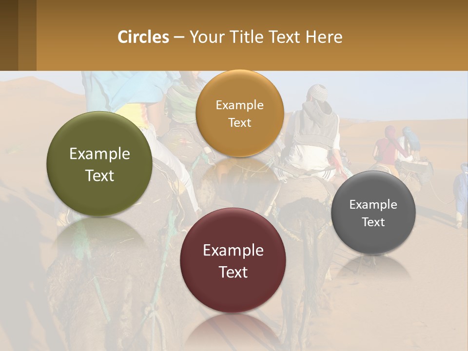 A Group Of People Riding On The Backs Of Camels In The Desert PowerPoint Template