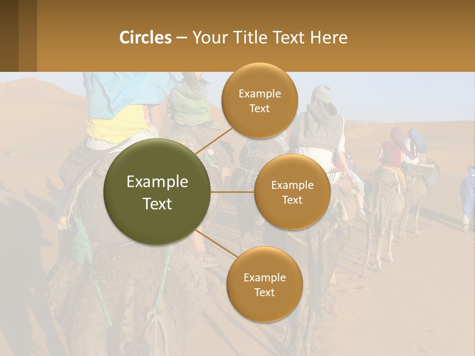 A Group Of People Riding On The Backs Of Camels In The Desert PowerPoint Template