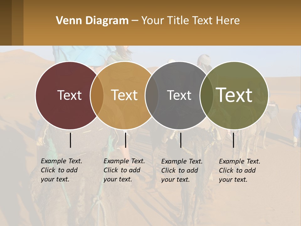 A Group Of People Riding On The Backs Of Camels In The Desert PowerPoint Template