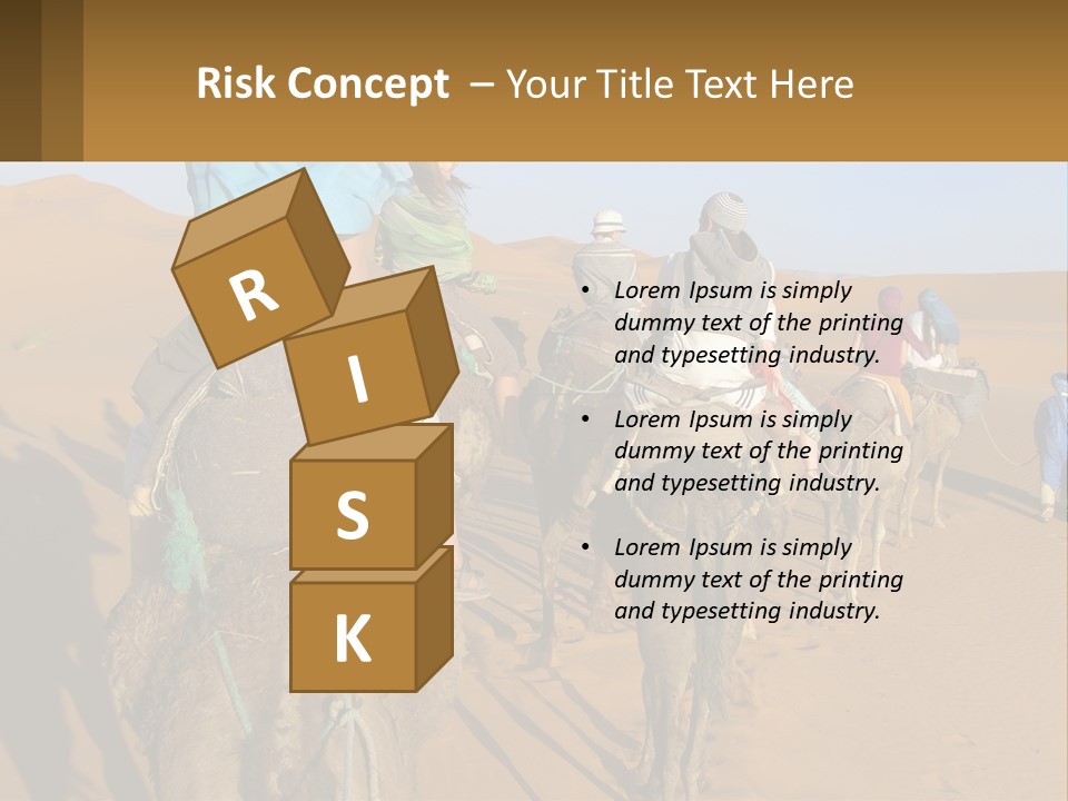 A Group Of People Riding On The Backs Of Camels In The Desert PowerPoint Template