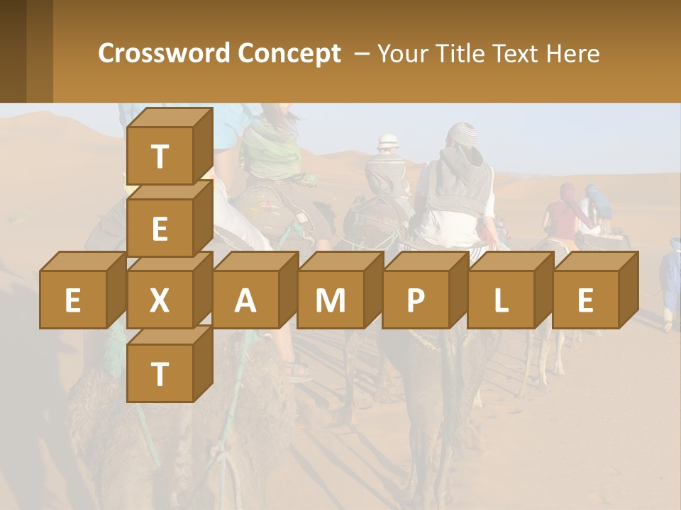 A Group Of People Riding On The Backs Of Camels In The Desert PowerPoint Template