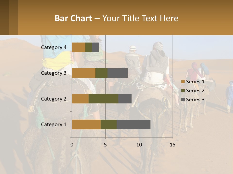 A Group Of People Riding On The Backs Of Camels In The Desert PowerPoint Template