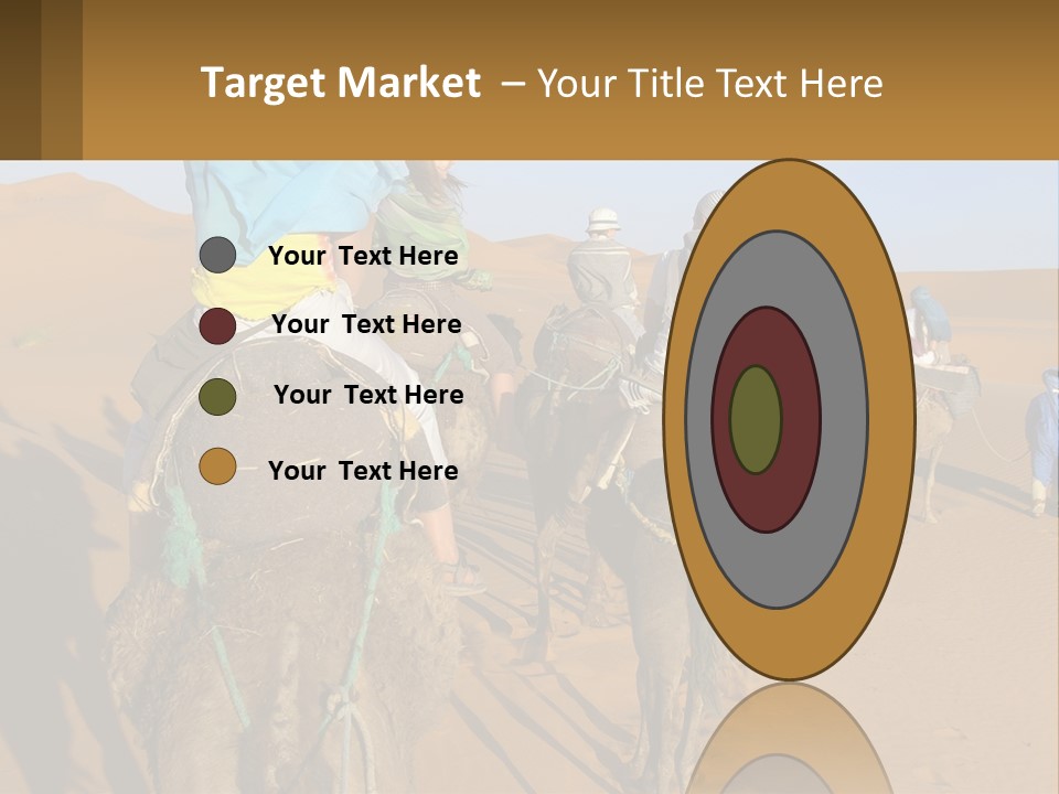 A Group Of People Riding On The Backs Of Camels In The Desert PowerPoint Template
