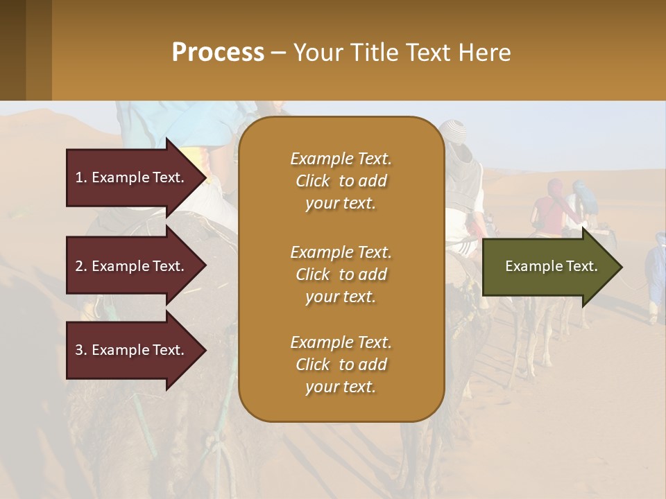 A Group Of People Riding On The Backs Of Camels In The Desert PowerPoint Template