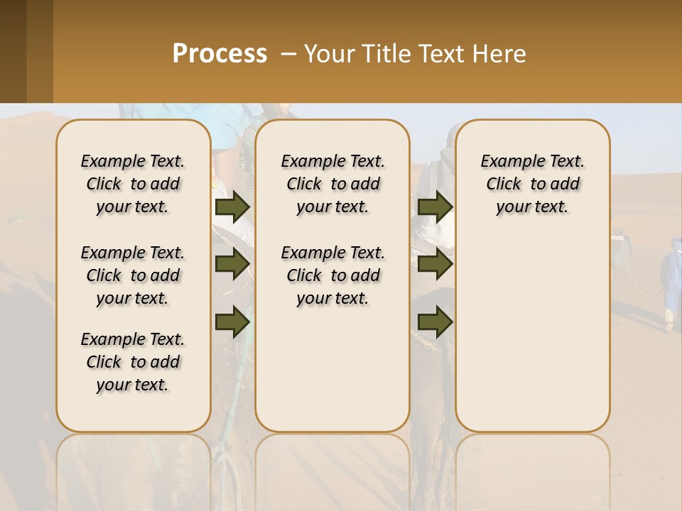 A Group Of People Riding On The Backs Of Camels In The Desert PowerPoint Template