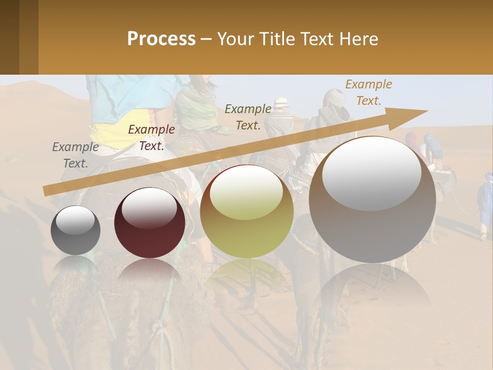 A Group Of People Riding On The Backs Of Camels In The Desert PowerPoint Template