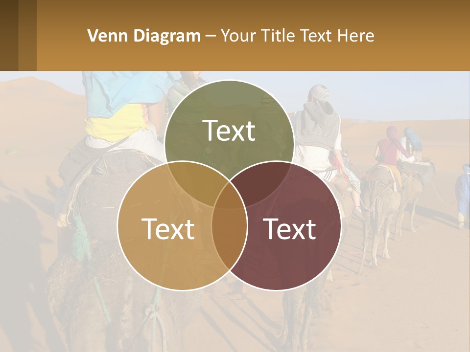 A Group Of People Riding On The Backs Of Camels In The Desert PowerPoint Template