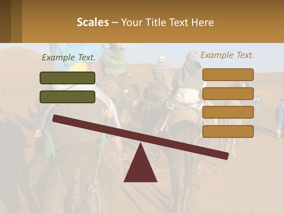 A Group Of People Riding On The Backs Of Camels In The Desert PowerPoint Template