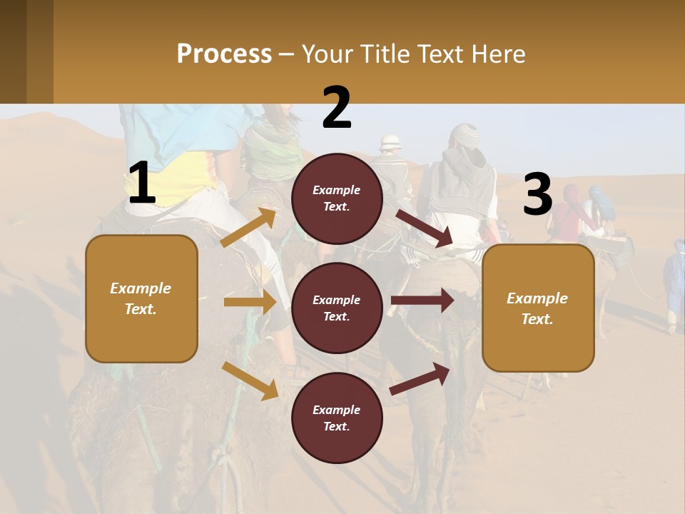A Group Of People Riding On The Backs Of Camels In The Desert PowerPoint Template
