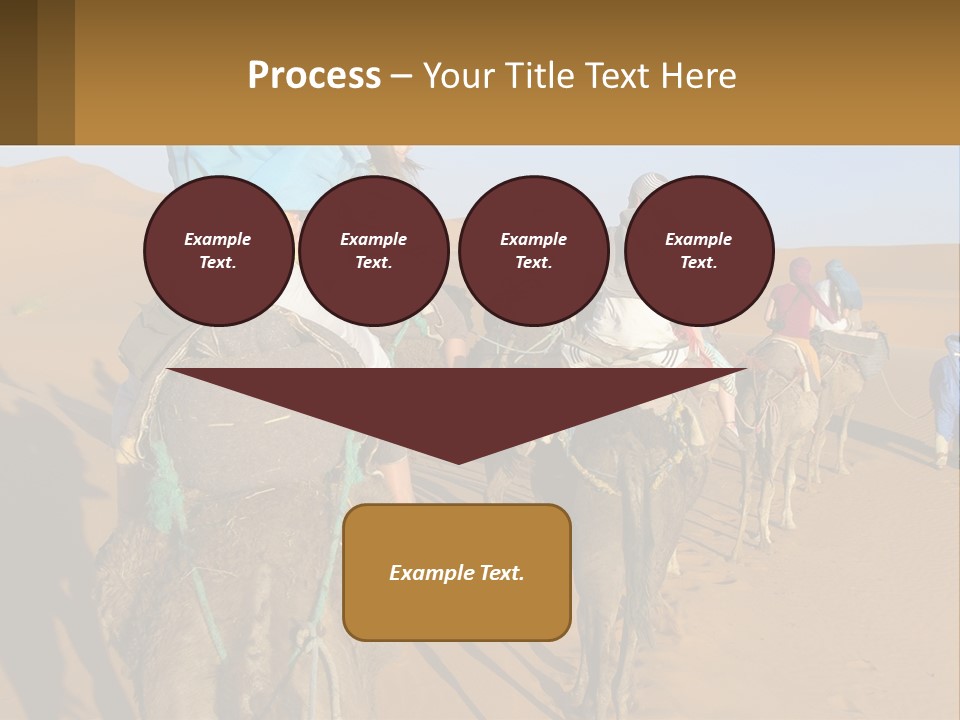 A Group Of People Riding On The Backs Of Camels In The Desert PowerPoint Template