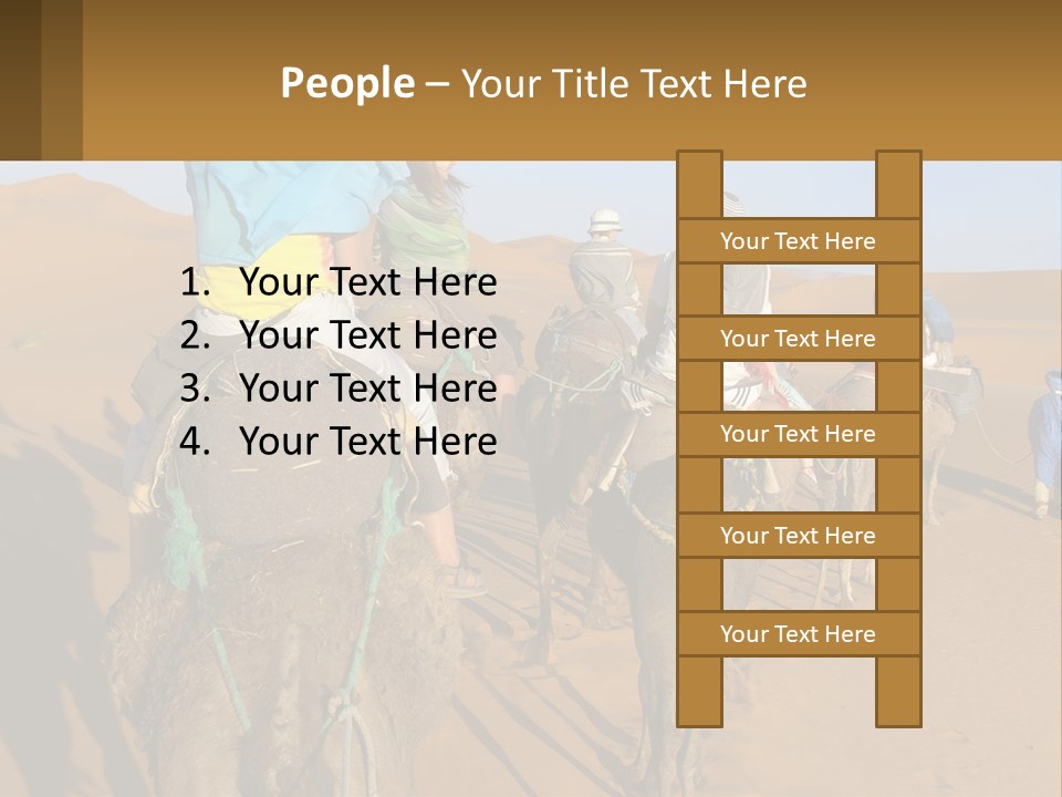 A Group Of People Riding On The Backs Of Camels In The Desert PowerPoint Template