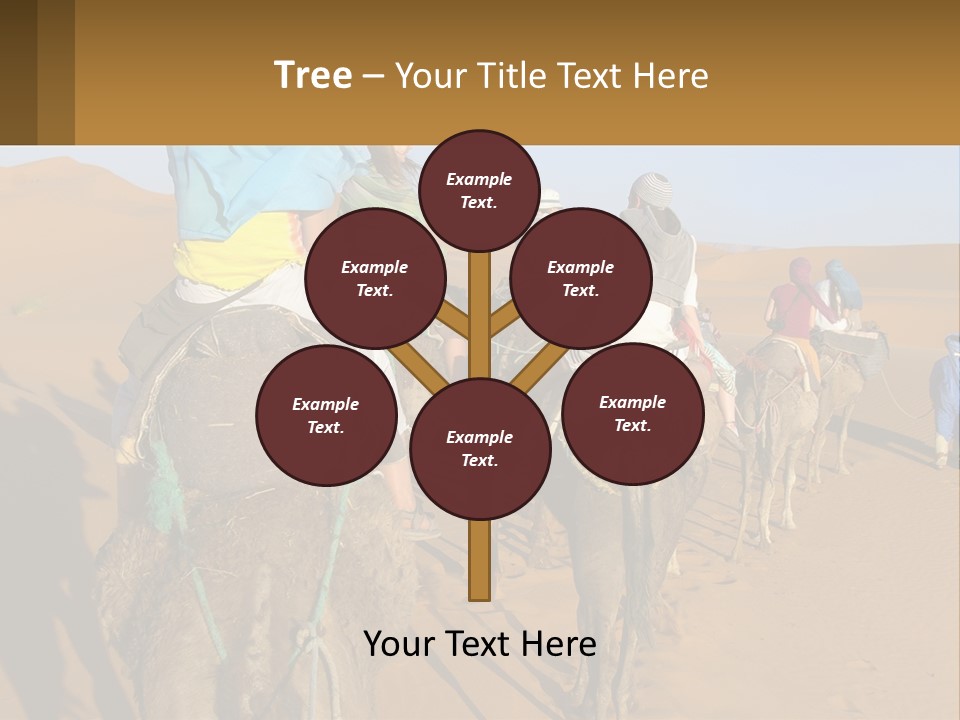 A Group Of People Riding On The Backs Of Camels In The Desert PowerPoint Template