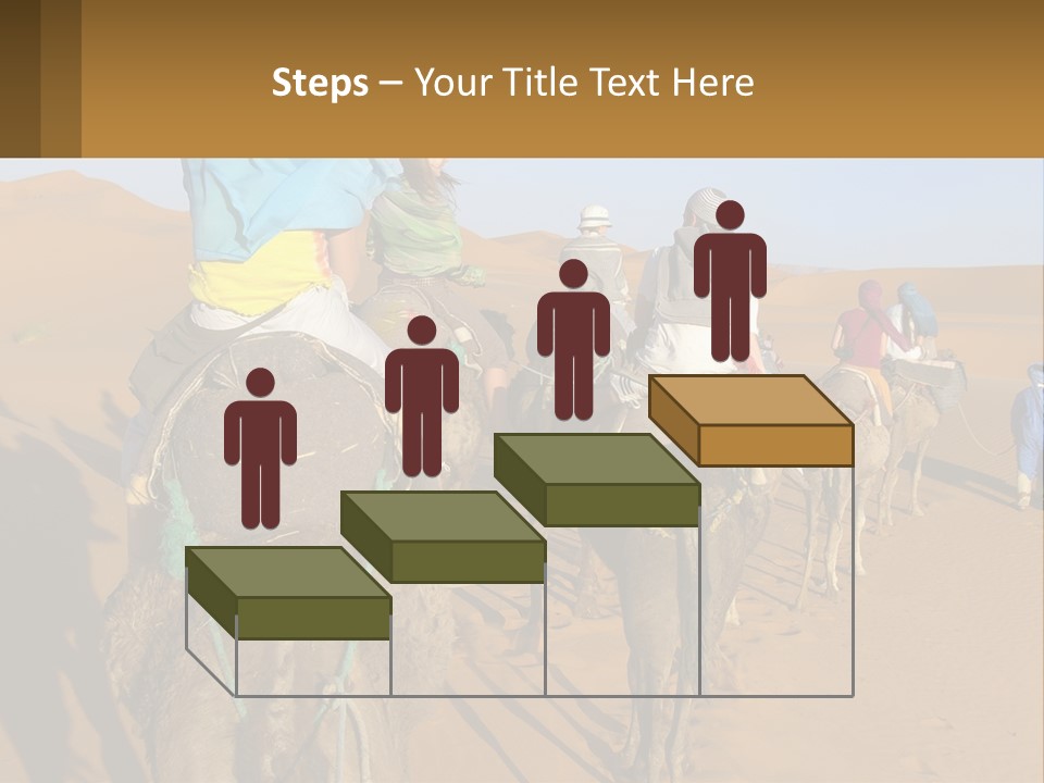 A Group Of People Riding On The Backs Of Camels In The Desert PowerPoint Template