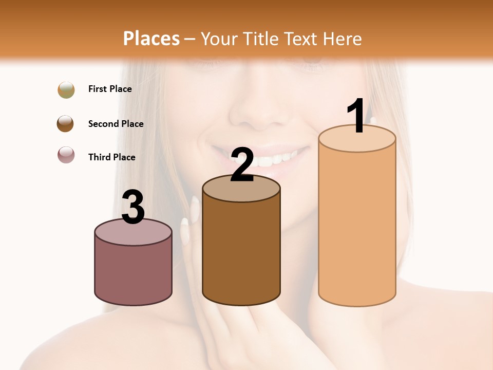 A Beautiful Blond Woman Posing With Her Hands On Her Face PowerPoint Template