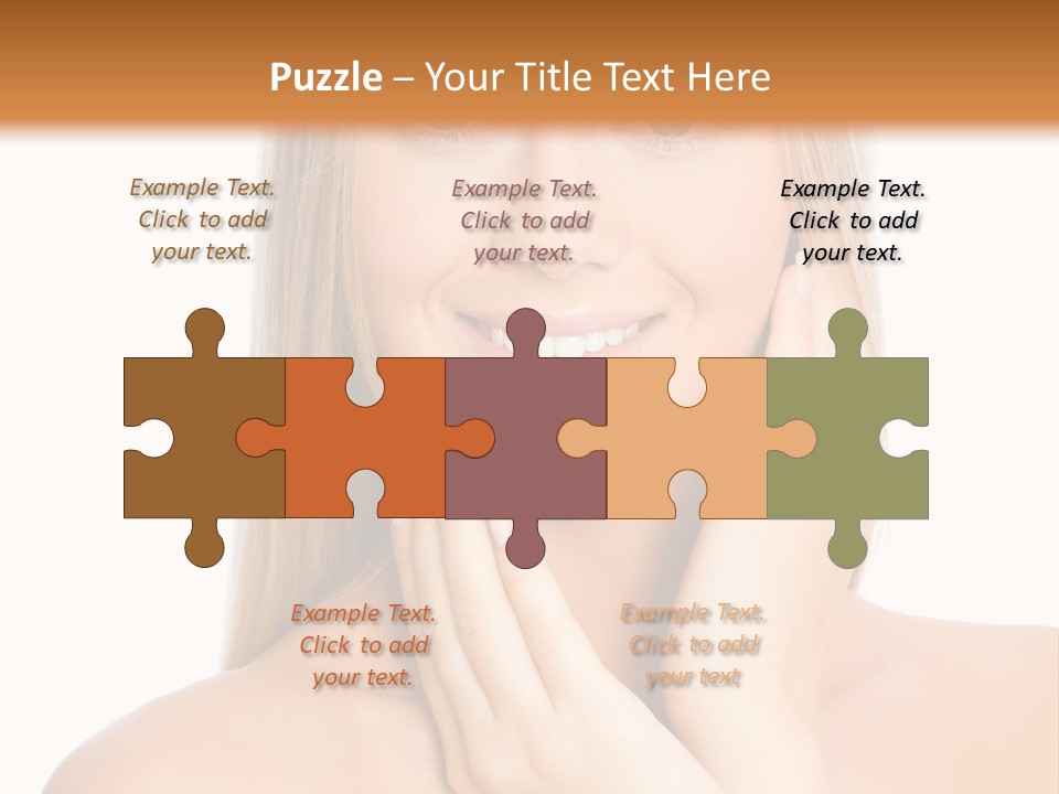 A Beautiful Blond Woman Posing With Her Hands On Her Face PowerPoint Template
